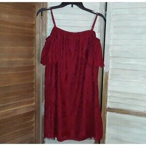 No Comment Women's Blouse Size XL Cold Shoulder Red Burgandy